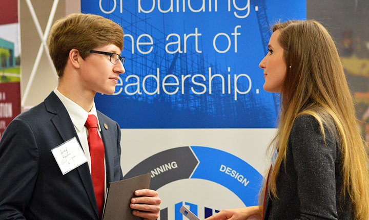 student at career fair